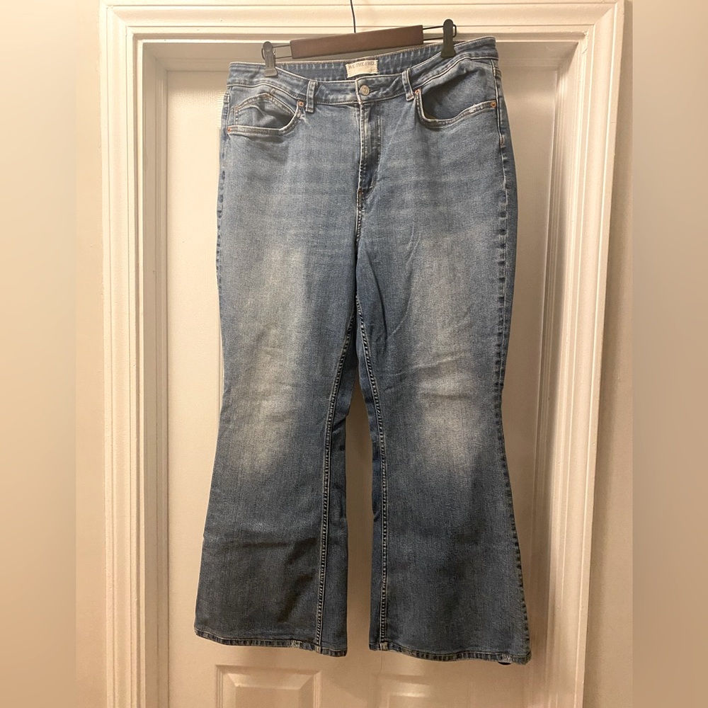 We the Free‎ People CRVY Robin Flare Stretch Denim Jeans Women 35 Cotton Pockets